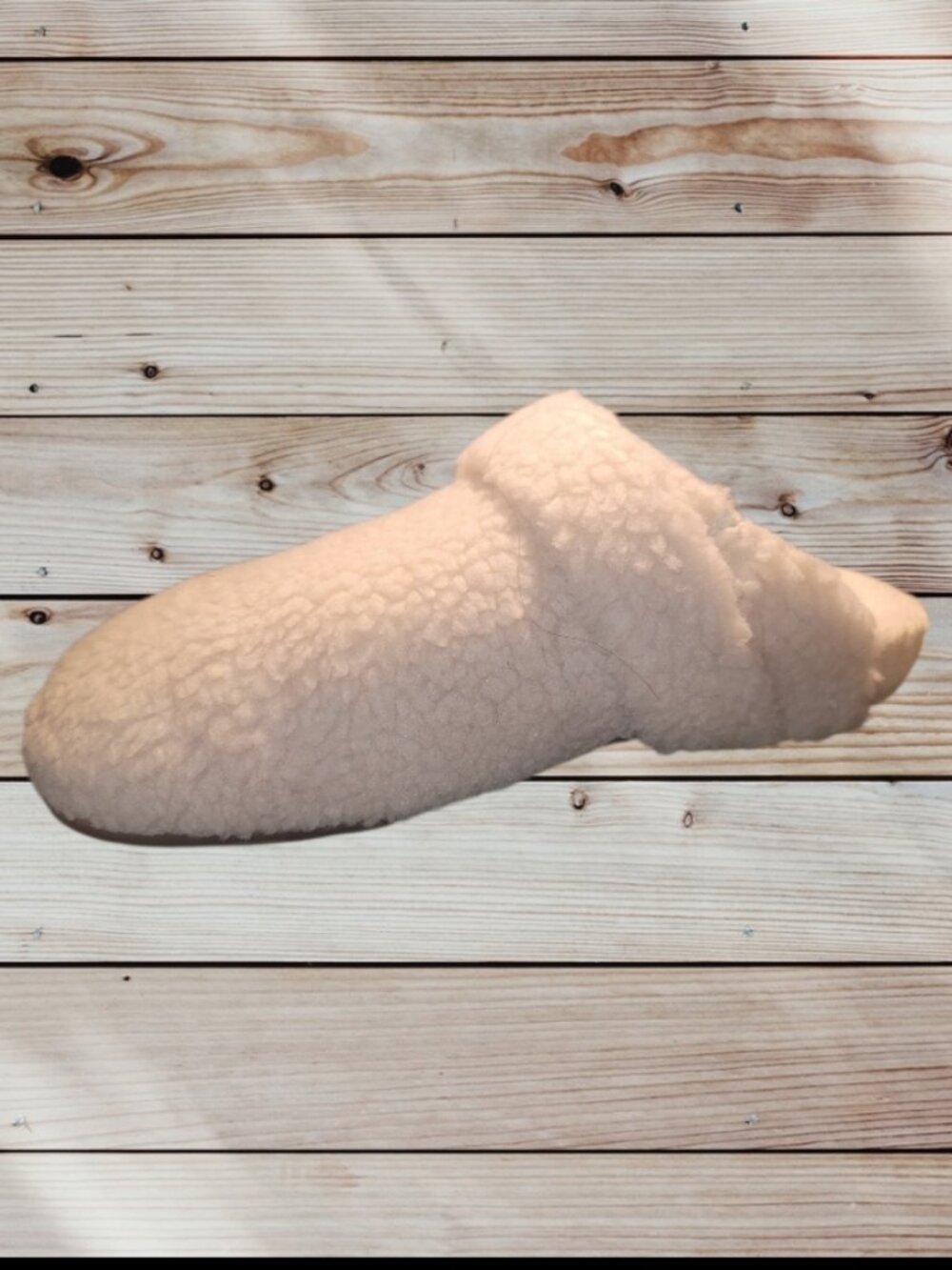 AETREX - SZ 8.5 - MIA - Adjustable Strap Arch Support Slipper - Sherpa White/Tan